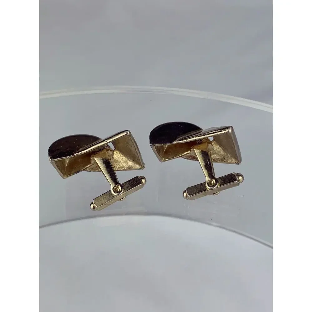Retro 1980’s Style Geometric Gold Tone Cufflinks Flashy Funky Statement VTG N1